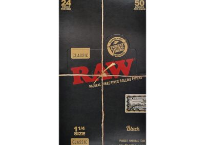 RAW Black 1¼ – Caja de 24 libritos de papel ultrafino sin refinar