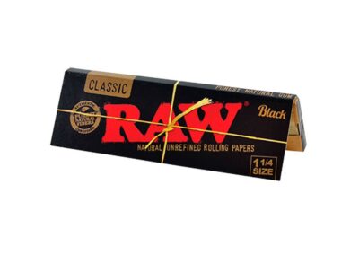 RAW Black 1¼ – Caja de 24 libritos de papel ultrafino sin refinar