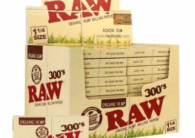 RAW Organic 300 – Papel de liar ecológico 1¼ (Caja 40 libritos)