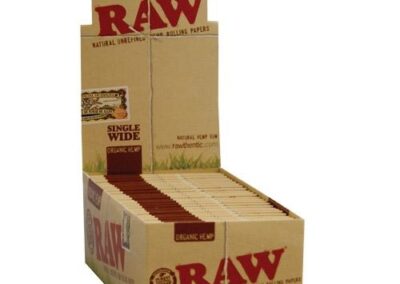 RAW Organic Single Wide – Papel de liar corto ecológico (Caja 50 libritos)