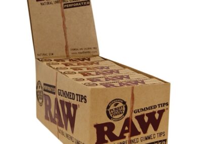 Filtros RAW Gummed de cartón natural, con adhesivo vegetal. Cada caja contiene 24 libritos de filtros precortados de 59 x 17 mm.