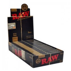 RAW Black 1¼ – Caja de 24 libritos de papel ultrafino sin refinar