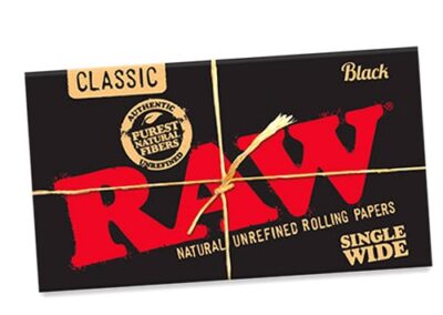 RAW Black Single Wide - Caja de 25 Librillos de Papel Ultra Fino