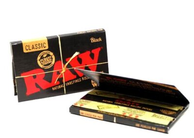 RAW Black Single Wide - Caja de 25 Librillos de Papel Ultra Fino
