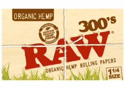 RAW Organic 300 – Papel de liar ecológico 1¼ (Caja 40 libritos)